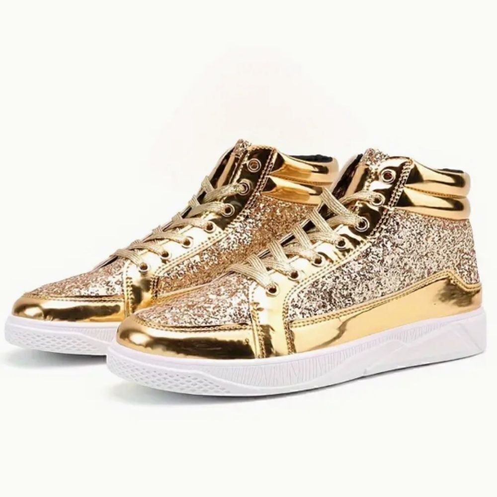 Men's Sparkly Shimmery Glittery High Top Skate Shoes Tennis Shoes Sneakers New